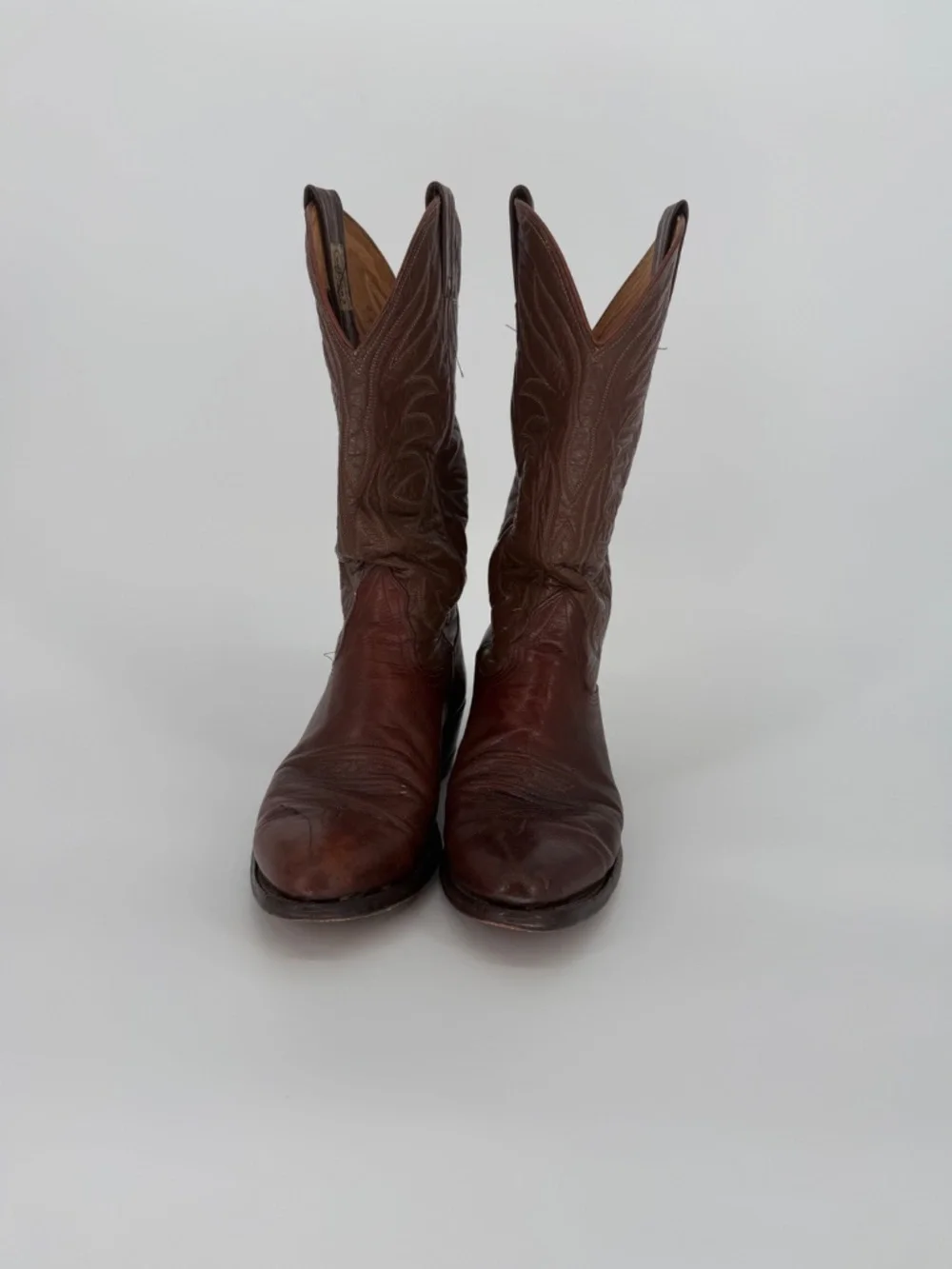 Vintage Nocona Brown Leather Western Cowboy Boots Size 9 D Made in USA Texas